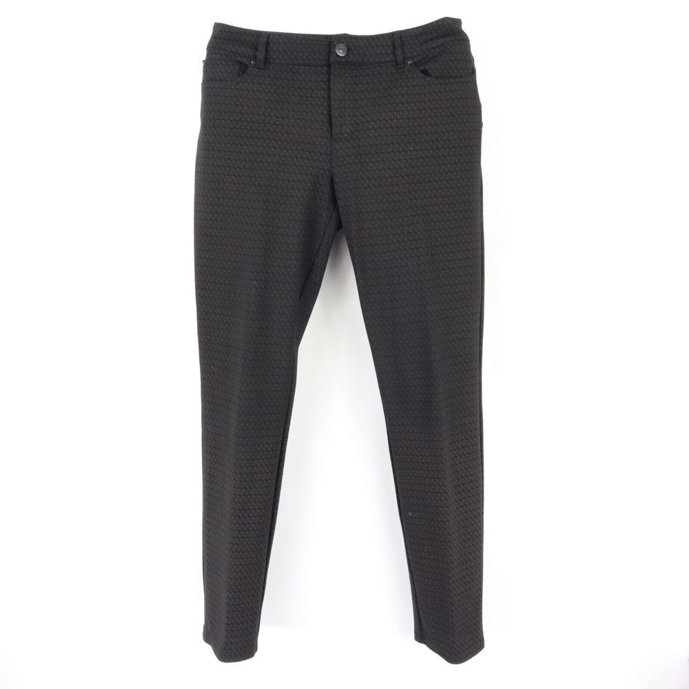 Christopher & Banks Skinny Pants Mid Rise‎ Womens Size 6 Black Geometric Pockets